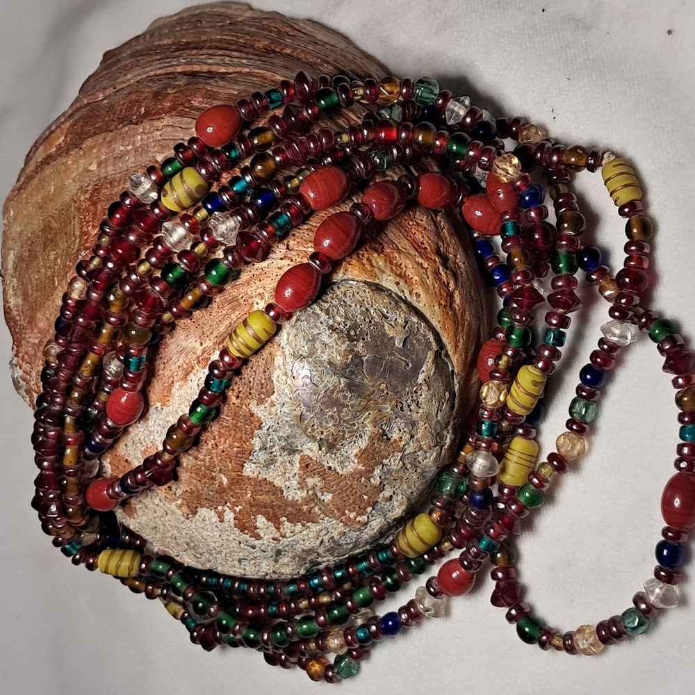 116" Glass & Ceramic Bead Necklace